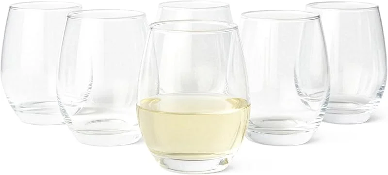 Besuche den Amazon Basics-Store Amazon Basics Weißweingläser ohne Stiel, 6-Teiliges Set, 414ml, Robustes Glas, Spülmaschinenfest, Klassisches Design — Wein und Festtafel