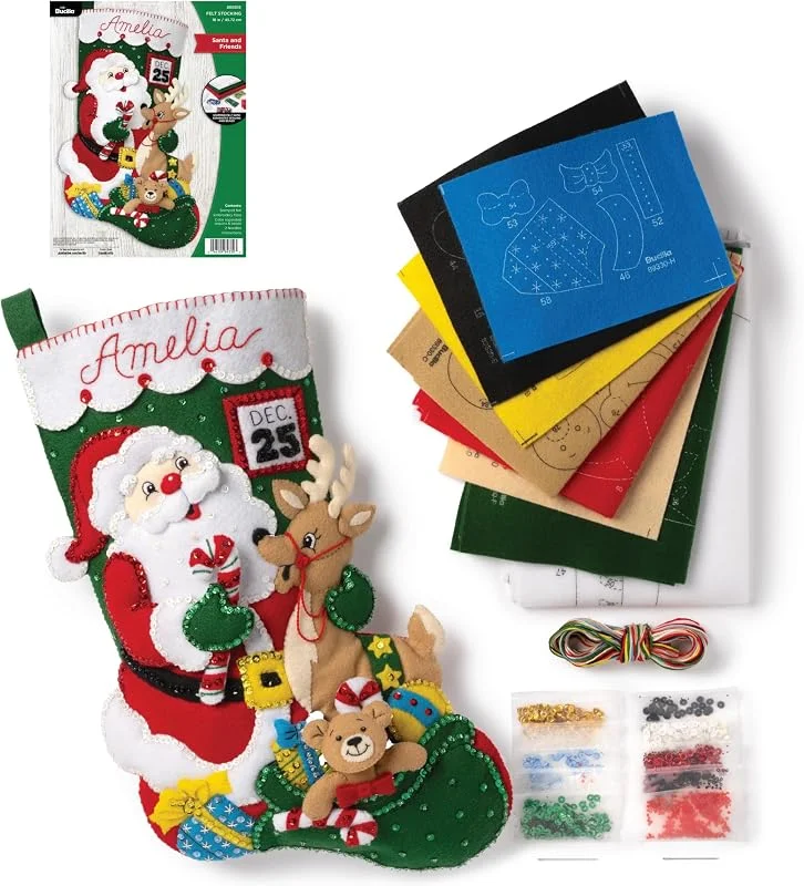 Marke: Bucilla Bucilla Nikolausstrumpf-Set, Weihnachtsmann- und Freunde — Weihnachtsdeko