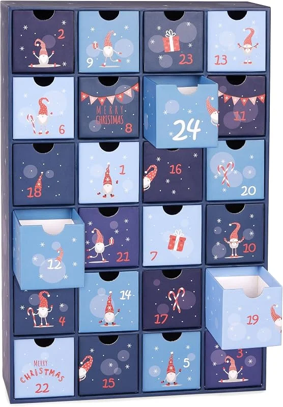 Besuche den BRUBAKER-Store BRUBAKER Adventskalender zum Befüllen - Wichtel Zwerge Blau — Advent und Tisch
