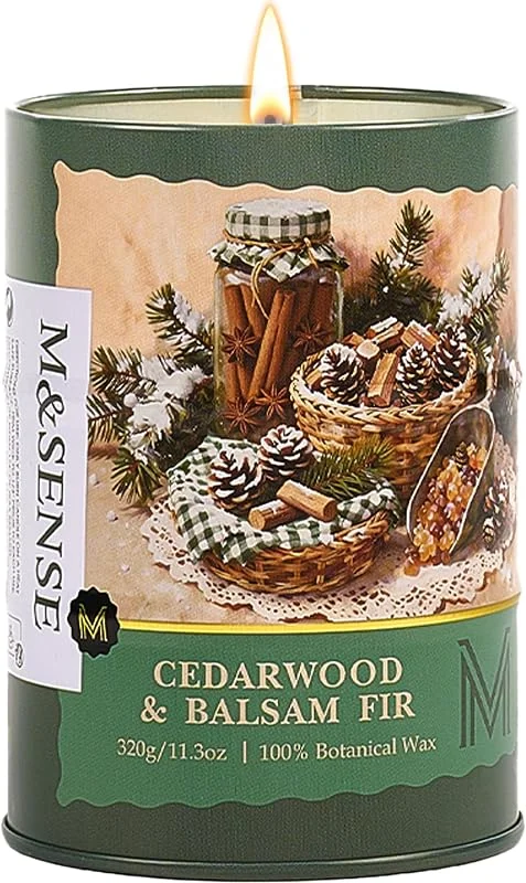 Besuche den M&SENSE-Store M&SENSE Zedernholz-Balsamtanne Duftkerze im Glas Sojawachs 320g 60Std. — Kerzenlicht Abendessen