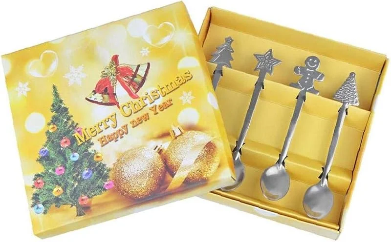 Marke: BYFRI BYFRI 4pcs Mini Weihnachten Geschirr Kaffeelöffel Set Kreative Ice Cream Dessertlöffel Kinder Xmax Snowman Baumtee Scoop — Advent und Tisch