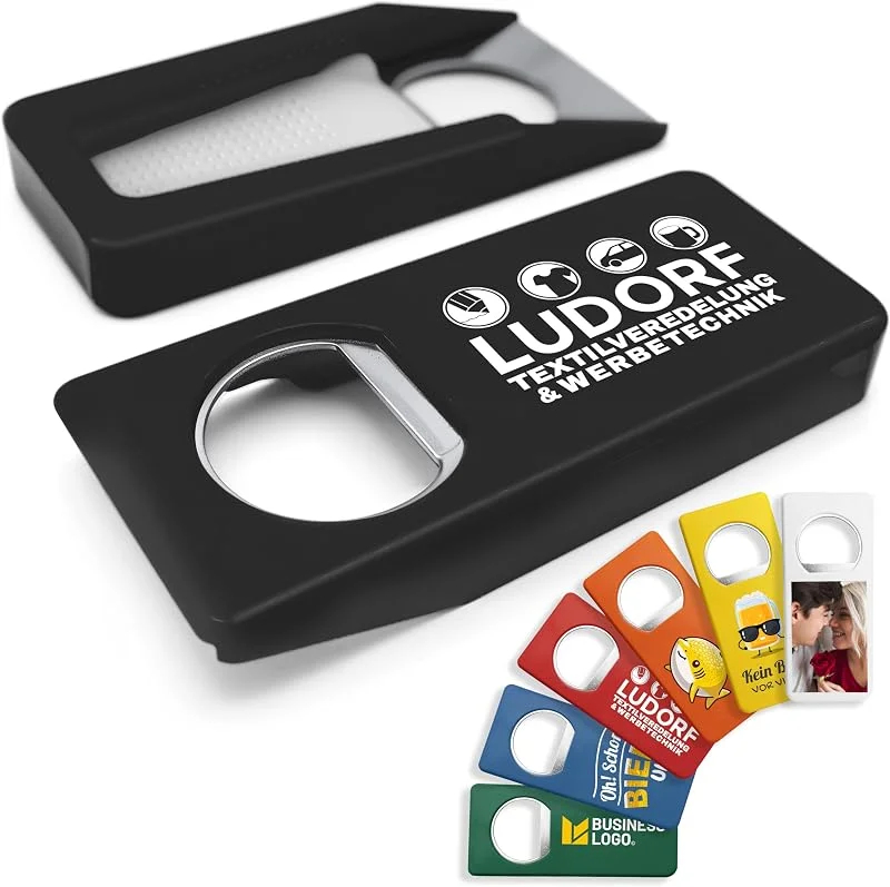 Besuche den #teamludorf-Store Flaschenöffner mit Verschluss - Personalisierte Flaschenöffner - 7 Farben - mit Bildern und Schrift bedruckbar (schwarz, 10) — Wein und Festtafel