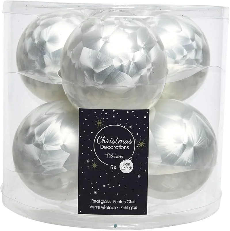 Marke: Fizzco 6 Weihnachtskugeln, Christbaumkugeln, aus Glas, 80 mm, matt, eislack — Weihnachtsdeko