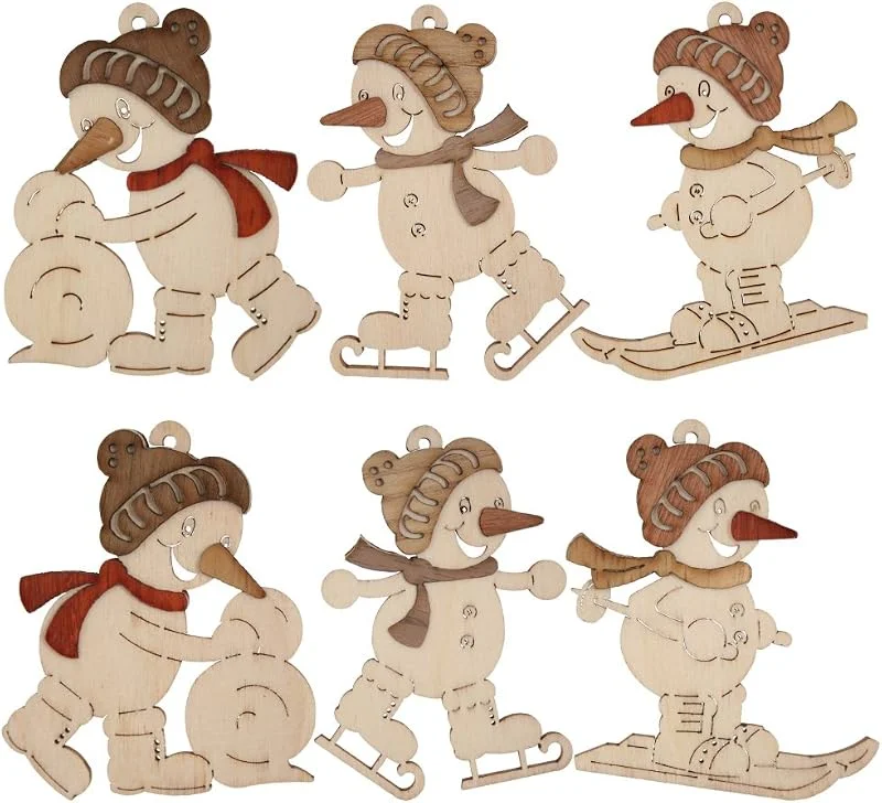 Marke: Kuhnert Kuhnert - Schmuckanhänger, Baumschmuck - Motiv: "Schneemann Sportler 2" im 6er Set - Made in Germany — Weihnachtsdeko