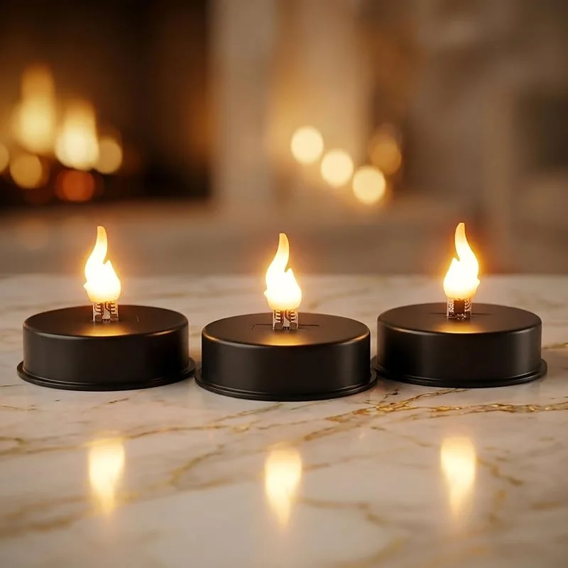 Besuche den Spetebo-Store LED Teelicht schwarz 6, 5 cm mit Kerzenflackern und Timer - 3er Set — Advent und Tisch