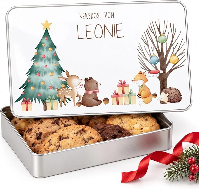 Besuche den Kidsmood-Store Kidsmood Keksdose Weihnachten eckig personalisiert mit Namen, Plätzchendose — Weihnachtskueche