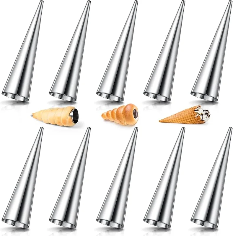 Marke: AiQInu AiQInu 10 Stück Cannoli Schillerlockenform, Edelstahl Cannoli Röhrchen Set Gerade Röhrchen Hörnchen Schaumrollenformen Sahnerollen für Cannoli-Röhren, Croissant, Backformen — Weihnachtskueche