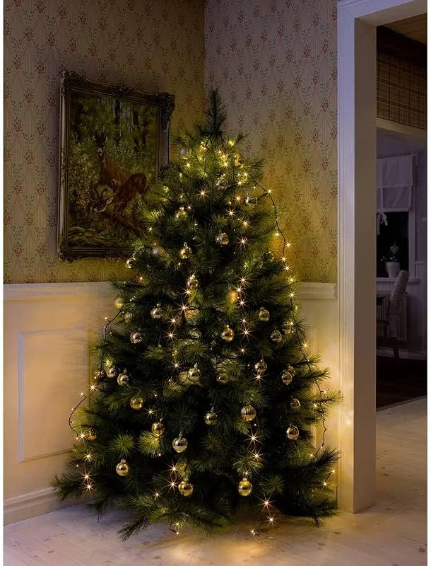 Besuche den Konstsmide-Store Konstsmide LED Baummantel mit Ring, für Weihnachtsbaum, 5 Stränge à 30 Dioden, vormontiert, 150 bernsteinfarbene Dioden, 24V Innentrafo, dunkelgrünes Kabel - 6360-820 — Weihnachtsbeleuchtung