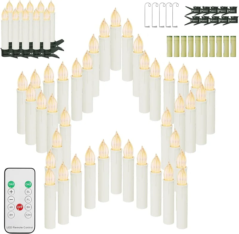 Besuche den UISEBRT-Store Christbaumkerzen led kabellos mit Klammern & Haken & Batterie, 50er Warmweiß — Weihnachtsbeleuchtung