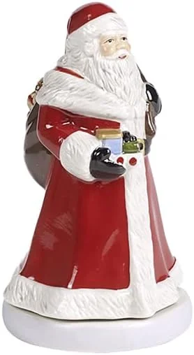 Villeroy & Boch Nostalgic Melody Santa, dekorative Weihnachtsmann-Figur aus Hartporzellan, drehend, Metall, Kunststoff, bunt — Weihnachtsdeko