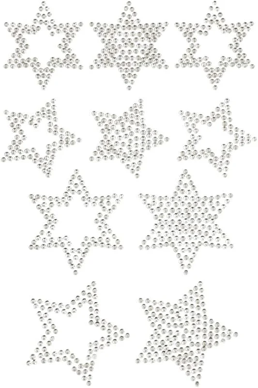Besuche den Oblique Unique-Store Oblique Unique® 10 Stern Sticker Strass Steine zum Verzieren Aufkleben für Weihnachten Rot Silber Gold oder Grün - Farbe Wählbar (Silber) — Geschenkverpackung