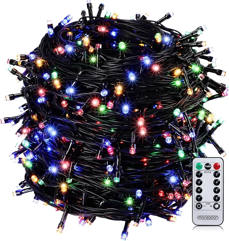 Besuche den Monzana-Store Monzana® 600 LED Lichterkette 60m mit Fernbedienung Timer Innen Außen 8 Modi Dimmbar IP44 Wetterfest Stecker Weihnachten Weihnachtsbeleuchtung Bunt