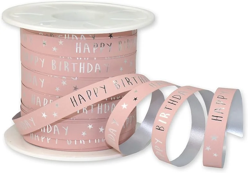 Besuche den PRÄSENT-Store C.E. Pattberg Prasent-BIRTHDAY Bedrucktes Band, Dusty Rose, 100 m Länge, 10 mm Breite, Polypropylen, 10 mm-100 m — Geschenkverpackung