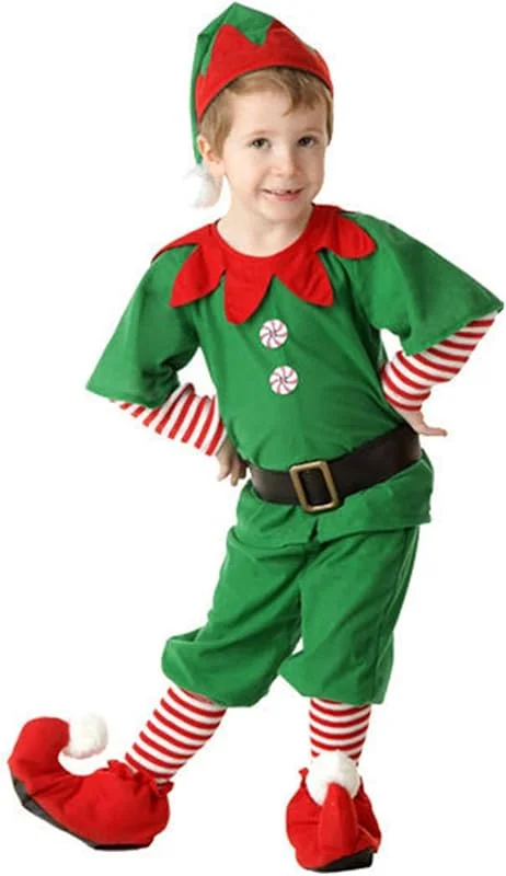 Marke: pvucpot Weihnachtself Kostüm Set Kinder – Junge & Mädween, Santas Kleiner Helfer Kobold Wichtel, Elf Kostüm Mädween, Festliwees Weihnachts Elf Outfit Karneval Cosplay Geschenk — Weihnachtsmode