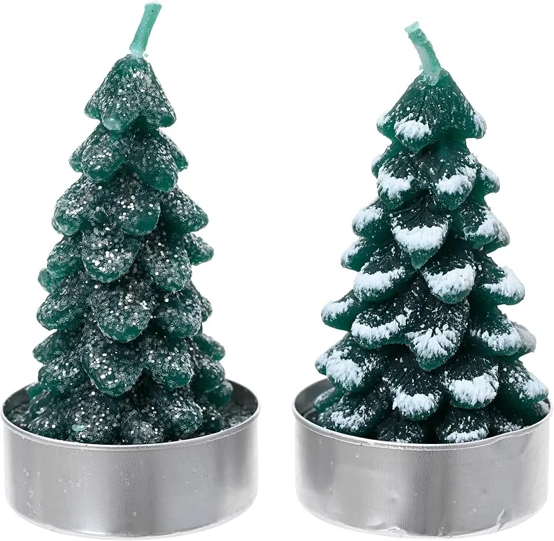 Marke: Kaemingk Teelichter Kerzen Paraffin 7cm Tannenbaum Form 4er Set 1 Stück Sortiert - Adventskerzen für den Adventskranz - Tischkerzen Dekokerzen - Tischdeko & Weihnachtsdeko - Grün — Advent und Tisch