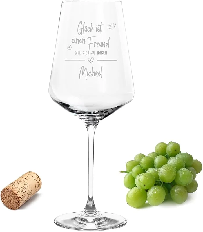 Marke: Gravur-Max Leonardo Weinglas mit Gravur Glück ist einen Freund wie dich zu haben Personalisiert mit Name für den besten Freund Leonardo Puccini 560ml — Wein und Festtafel