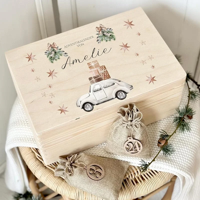 Besuche den Manufaktur Liebevoll-Store Manufaktur Liebevoll Adventskalender zum Befüllen, personalisierter Adventskalender Kinder Erwachsene Holzkiste DIY Weihnachtskalender Mädchen Jungen Sie und Ihn als Geschenk (Amelie) — Advent und Tisch