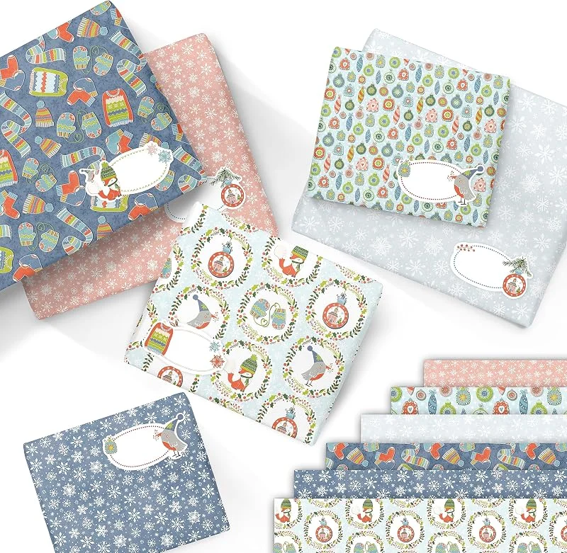 Besuche den Papierdrachen-Store Papierdrachen 6 Bögen Weihnachts Geschenkpapier 70x50cm hochwertig bedruckt - 6 verschiedene Designs auf 100g, m² Papier - Motiv Cozy Christmas - Geschenke stilvoll verpacken — Geschenkverpackung