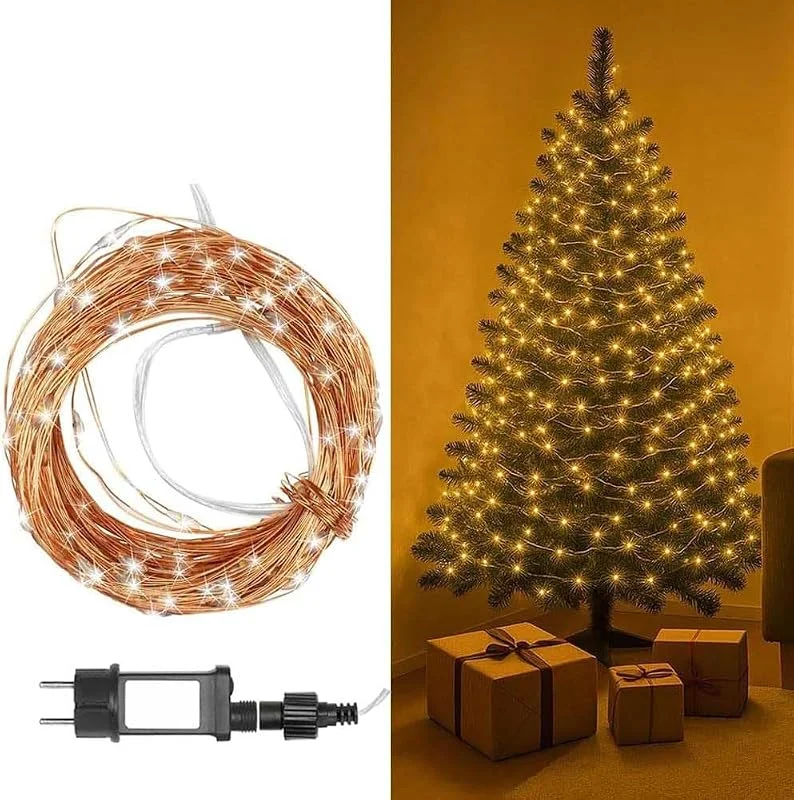 Besuche den BLicht-Store LED Lichterkette 20 m – 200 warmweiße LEDs auf flexiblem Kupferdraht, IP65 wasserdicht, strombetrieben mit Netzteil, steuerbar per Fernbedienung – Perfekt für Weihnachten & Deko — Weihnachtsbeleuchtung