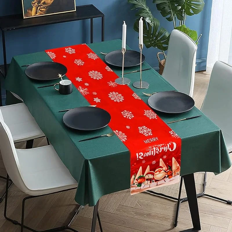 Besuche den Fofetbfo-Store 178 X 36 Cm Weihnachts-Tischläufer mit Weißem Weihnachtsmann-Schneemann-Muster, Weihnachtstischdecke, Küchen-Esstischdecke für Drinnen und Draußen, Zuhause, Party-Dekoration(Rot) — Küche & Haushalt