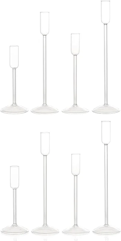 Marke: 2FY2SW Willceka Kerzenhalter aus Glas für Kegel, dekorative Kerzenständer-Kerzenhalter Set von 8 Stück, für Weihnachtsveranstaltungen, Party, Hochzeit, Empfang, Tischdekoration — Kerzenlicht Abendessen