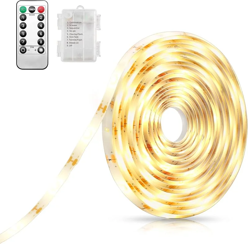 Besuche den AMIR-Store AMIR LED Streifen Batterie 5 Meter LED Strip Batteriebetrieben, Warmweiß — Kerzenlicht Abendessen