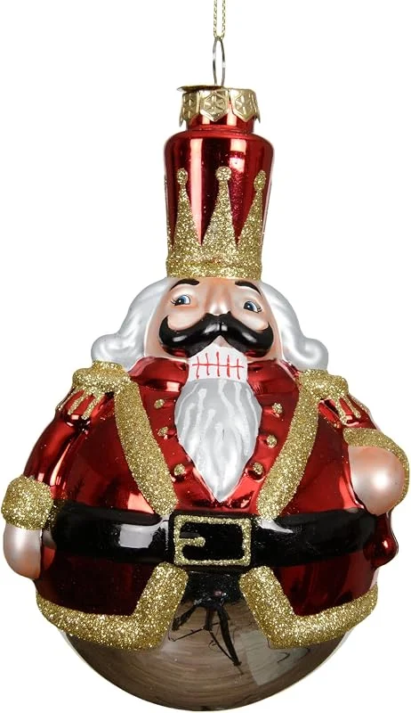 Marke: Kaemingk Kaemingk Christbaumschmuck Glas 15cm - Nussknacker Figur zum Aufhängen - Weihnachtsbaum Anhänger für Weihnachten - Christbaumanhänger & Weihnachtsbaumschmuck - Husar Soldat Rot Gold — Weihnachtsdeko