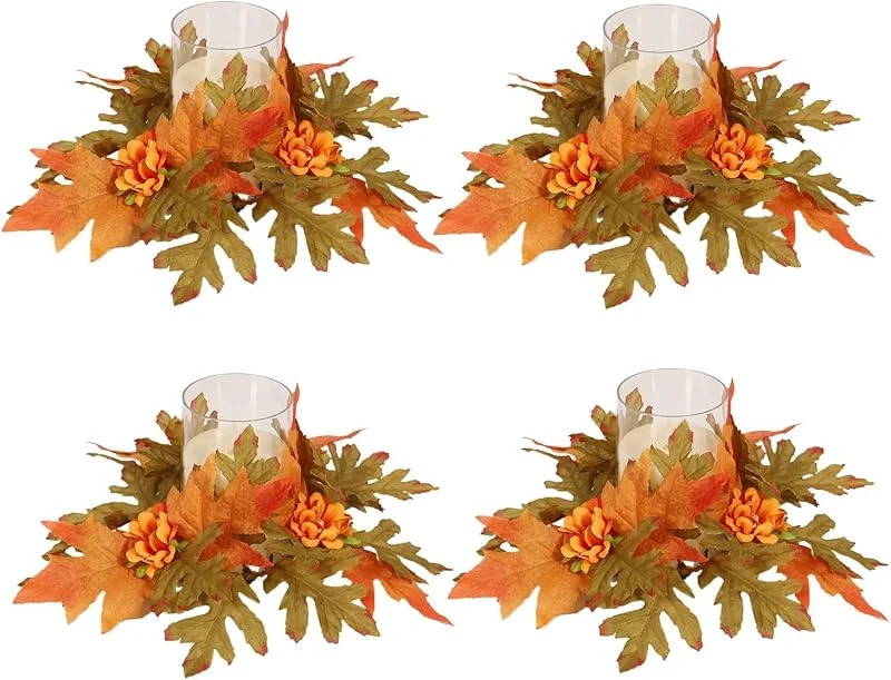 Marke: Generisch Herbstkerzenringe, 4-teilig, Herbsternte — Kerzenlicht Abendessen