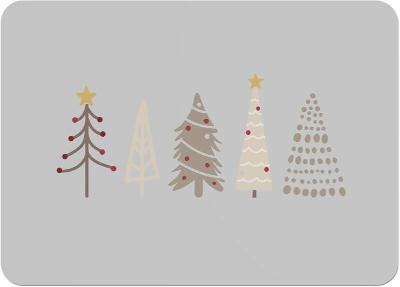 Marke: Fabulous Lot von 4 flexiblen Tischsets mit Kork-Unterseite Platzsets Grau - Weihnachtsbäume Winter Geschenk Weihnachtsmann - Großformat 39, 5 x 28, 5 cm — Küche & Haushalt