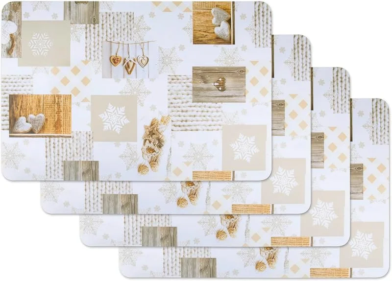 Besuche den Venilia-Store Vénilia Tischset Snow Love, Platzset für Esszimmer, Esstischmatten, Telleruntersetzer, Platzdeckchen, abwischbar, lebensmittelecht, 45 x 30 cm, 4 Stück — Küche & Haushalt
