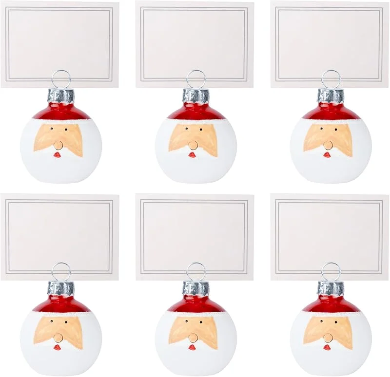 Marke: Cosy & Trendy Cosy Home Set mit 6 Kartenhalter aus Glas, Weihnachtsmann, Rot, Weiß, 4 x 4 x 4 cm hoch — Advent und Tisch