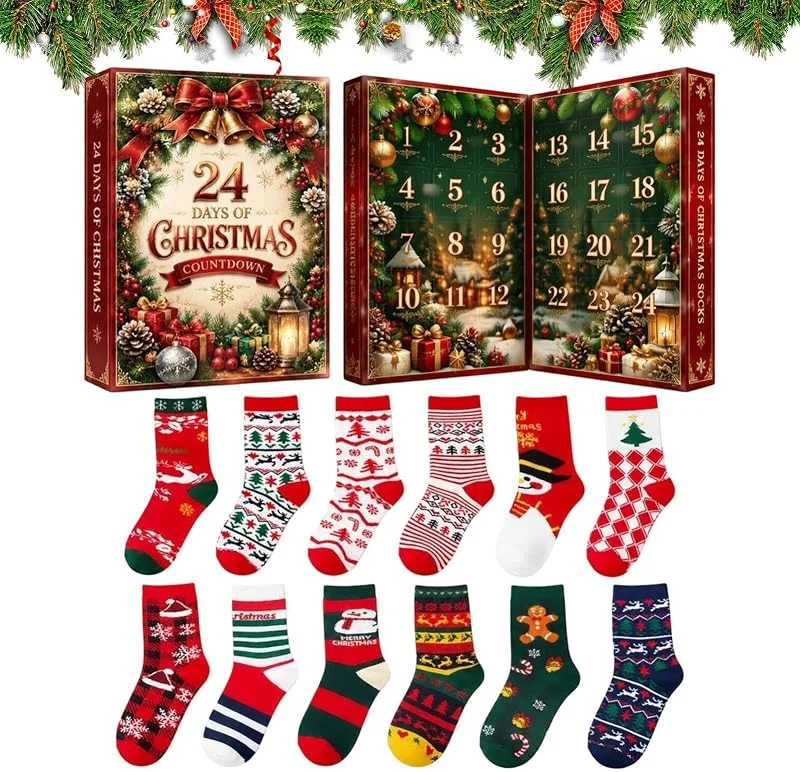 Marke: zwxqe 2026 Adventskalender Socken Warme Socken Festlich für — Weihnachtsdeko