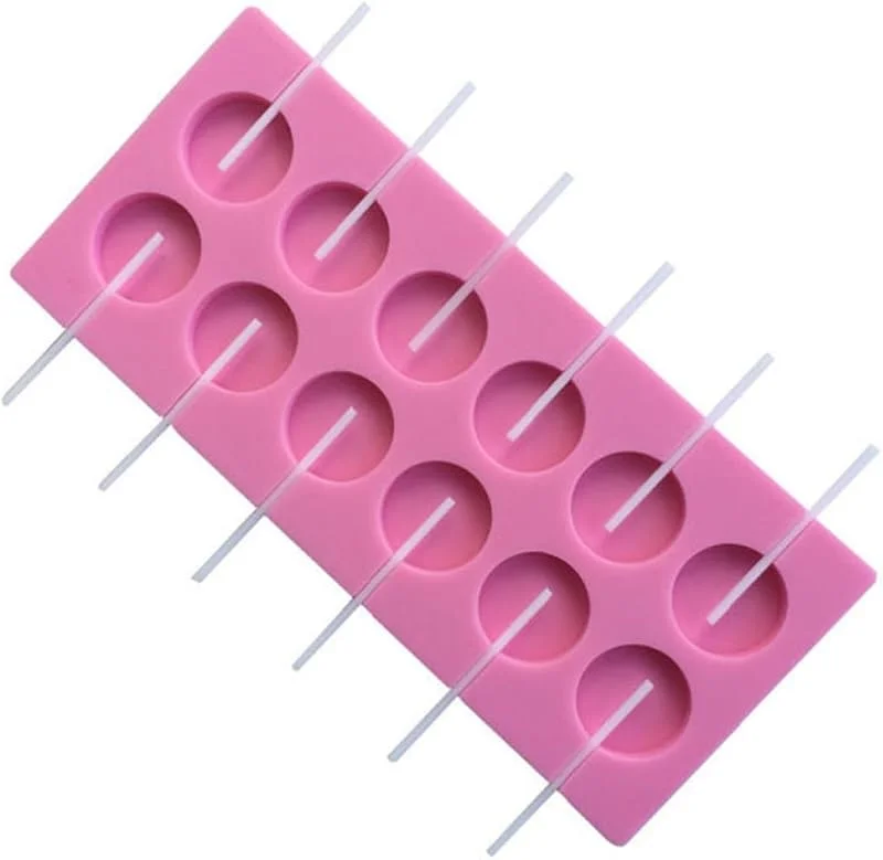Marke: BESTOYARD BESTOYARD Runde Silikonform für Lutscher mit 12 Mulden und 12 Lutscherstielen Mikrowellen und Kühlschranksicher für Weihnachtsfeiern und Süßigkeitenherstellung — Weihnachtskueche