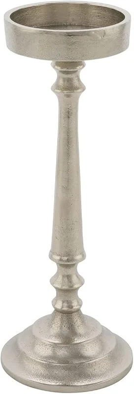 Besuche den Spetebo-Store Kerzenständer aus Aluminium für Stumpenkerzen - 28 cm - Metall Kerzenhalter im antiken Design - Deko Kerzen Ständer Halter Silber auf Fuß — Kerzenlicht Abendessen