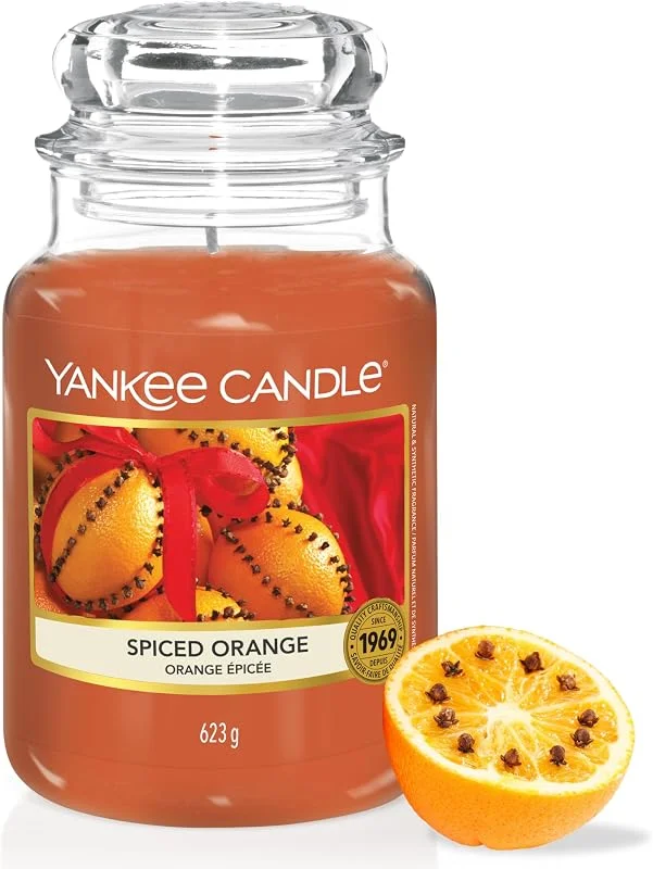 Besuche den Yankee Candle-Store Yankee Candle Duftkerze im Glas (groß), Spiced Orange, Brenndauer bis zu 150 Stunden — Kerzenlicht Abendessen