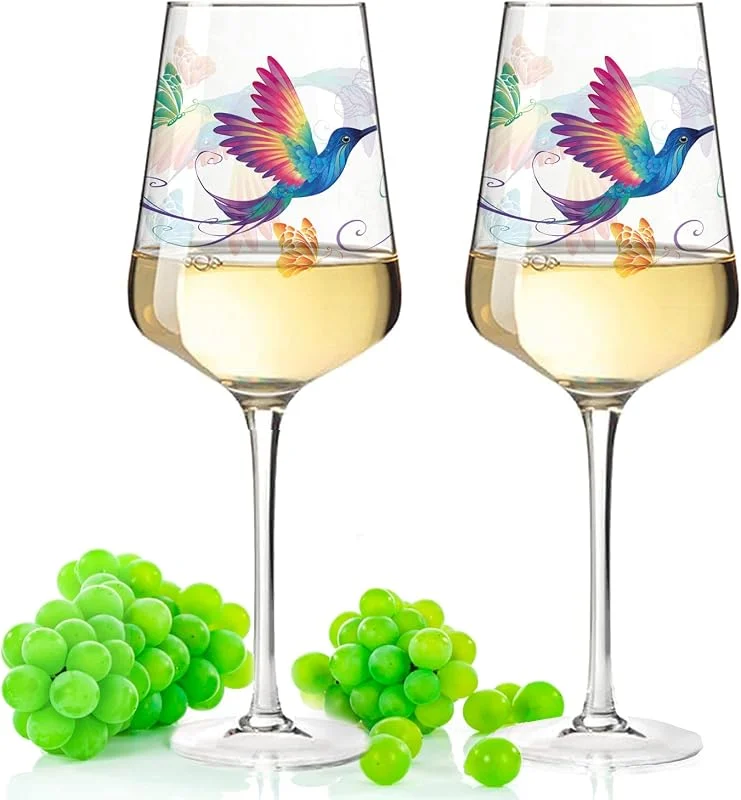 Besuche den GRAVURZEILE-Store GRAVURZEILE Weißweinglas - Kolibri Design - Geschenk für Weingenießer zum Grillfest Sommerfest - ein sommerliches Geschenk für Sie & Ihn für Wein Cocktail Aperitif Sangria — Wein und Festtafel