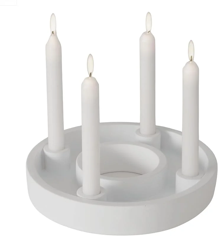 Besuche den Seaside No.64-Store Moderner Kerzenhalter für 4 Stabkerzen – DIY Adventskranz – Beton – Ø 25 cm — Advent und Tisch