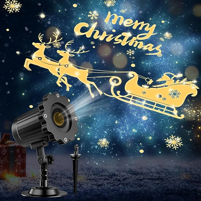 Marke: Nagudenfo Dynamische 3D-Weihnachtsprojektor-Lichter für den Innen- und Außenbereich - 2025 Upgrade Weihnachtsmann im Schlitten, Weihnachtsdekoration, wasserdichte Urlaubsprojektor-Lichter für Fenster, Boden — Weihnachtsbeleuchtung