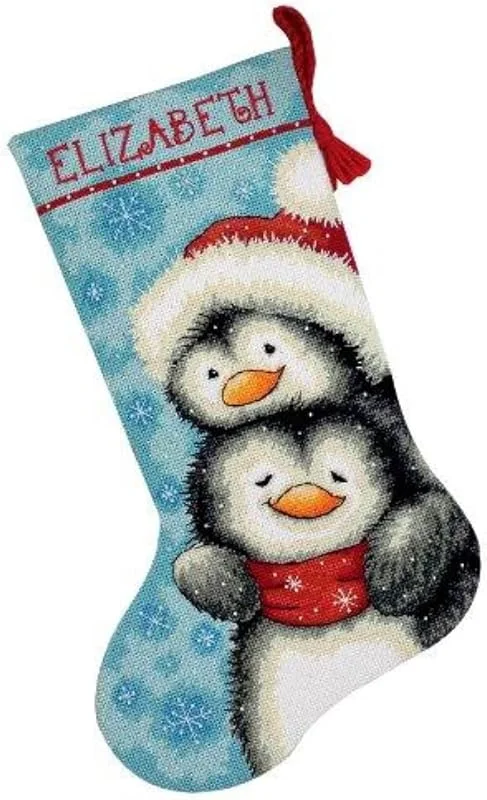 Marke: Dimensions Dimensions D71-09144 Gobelinstickerei, Glatt, umarmende Pinguine — Weihnachtsdeko