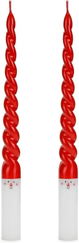 Besuche den PartyDeco-Store PartyDeco Spitzkerzen Paraffin 25cm - 2er Set Kerzen Weihnachtsmann - Tafelkerzen für Weihnachten - Weihnachtskerzen Adventskerzen - Rot Weiß — Kerzenlicht Abendessen