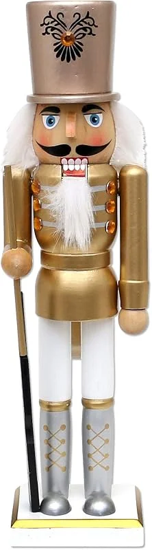 Besuche den Dekohelden24-Store Dekohelden24 Holz Nussknacker Soldat in Silber, Gold, weiß, Maße L, B, H: 8 x 6, 5 x 30 cm. — Weihnachtsdeko