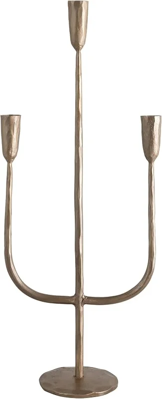 Marke: Creative Co-op Creative Co-op Hand-Forged Metal Candelabra, Antique Brass Finish (Holds 3 Taper Candles) Kerzenhalter, Messing — Kerzenlicht Abendessen