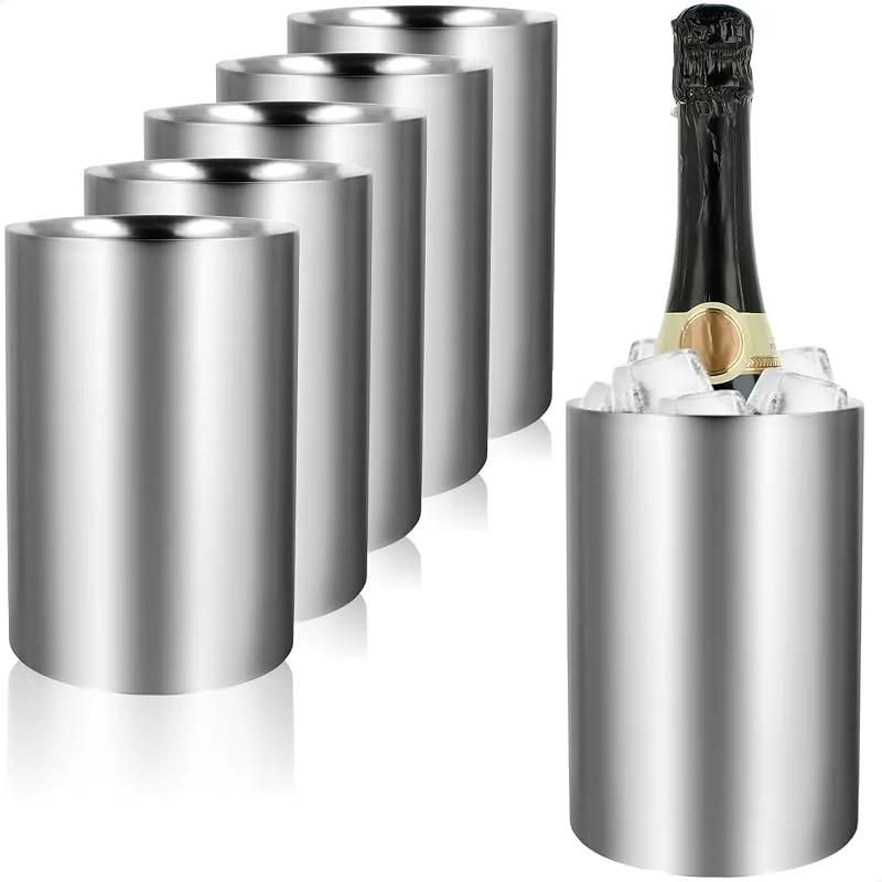 Besuche den com-four-Store com-four® 6x Flaschenkühler, Sektkühler in matt, Eiswürfelkübel — Wein und Festtafel