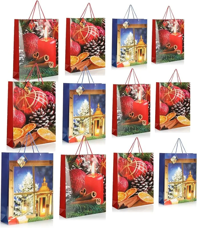 Besuche den com-four-Store com-four® 12x Geschenktüten für Weihnachten 42 cm, Papierbeutel — Geschenkverpackung
