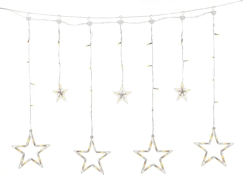 Besuche den Konstsmide-Store Konstsmide Weihnachten LED Stern Lichtervorhang, Außen oder Innen (IP44), Multifunktion inkl statisch, 48 bernsteinfarbene weiße Dioden, transparentes Kabel 4046-803EE — Weihnachtsbeleuchtung