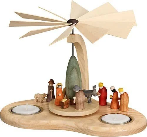 Marke: Theo Lorenz 1-stöckige Bogenpyramide Miniaturkrippe - 17 cm — Weihnachtsdeko