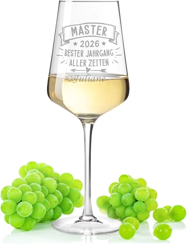 Besuche den GRAVURZEILE-Store GRAVURZEILE Weißweinglas mit Gravur - Master - Bester Jahrgang Aller Zeiten - Personalisiert mit Namen & Jahr - Schönes Geschenk für Sie & Ihn zum Master Abschluss — Wein und Festtafel