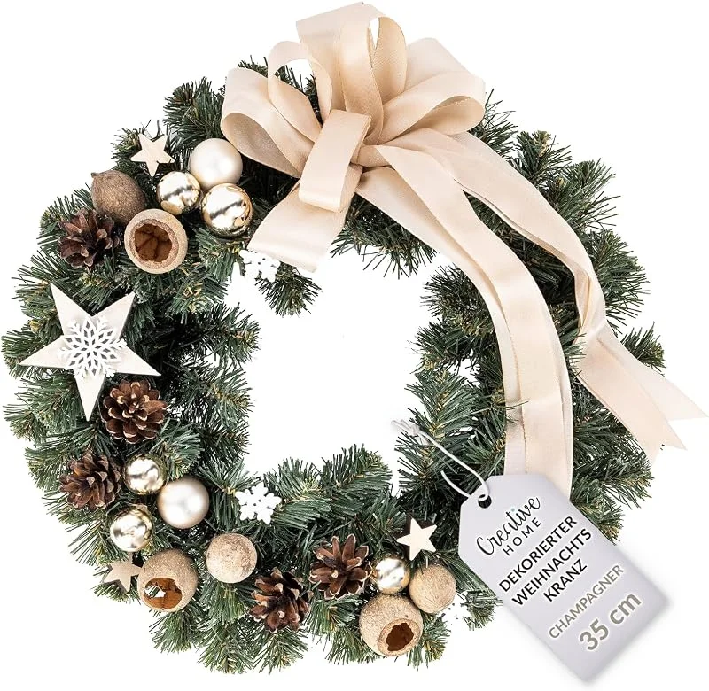Besuche den Creative Home-Store Creative Home Weihnachtskranz Champagner Türkranz Weihnachten ø 35 cm — Weihnachtsdeko