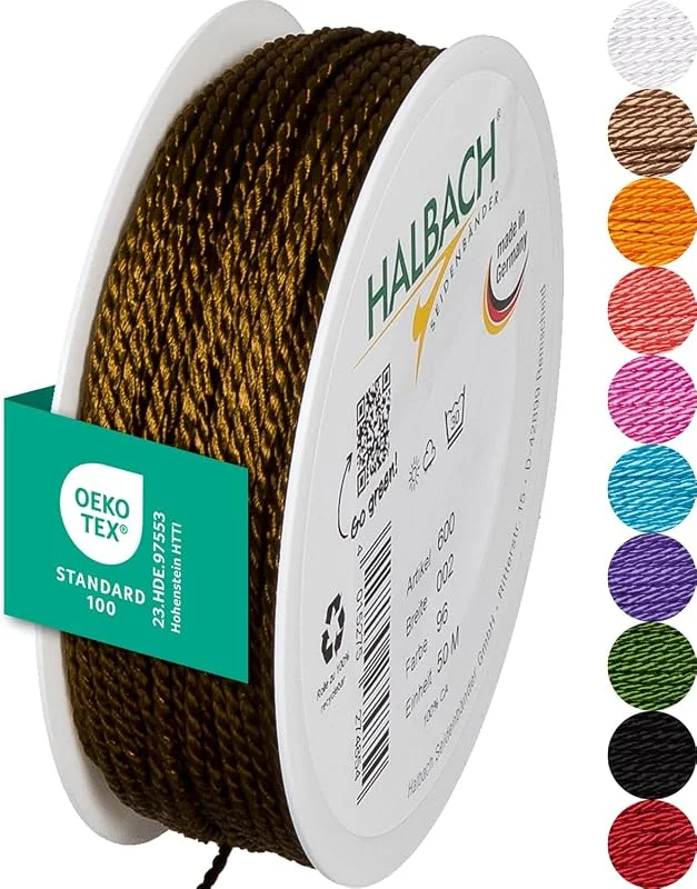 Besuche den Halbach-Store Halbach Satinkordel, 2 mm x 50 m, braun — Geschenkverpackung