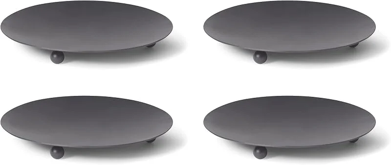 Besuche den Novaliv-Store Novaliv 4X Kerzenständer 3 Füße SCHWARZ 7, 5cm Kerzenteller Kerzenhalter Dekoteller rund Tischdekoration für Stumpenkerzen Teelichter Kerzenpin Metall Weihnachten Adventskranzkerzenhalter — Kerzenlicht Abendessen
